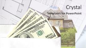  Presentation with us dollars - PPT layouts having legal tender - collage with dollars in envelope background and a sky blue colored foreground