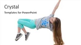  Presentation with green moving - Amazing theme having long-haired girl dancing and moving swiftly wearing green leggings isolated on white background backdrop and a white colored foreground