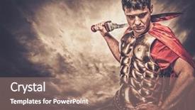  Presentation with roman soldier - Slides consisting of legionary soldier against stormy sky background and a coral colored foreground