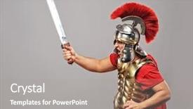  Presentation with roman soldier - Amazing slide set having legionary soldier ready backdrop and a gray colored foreground