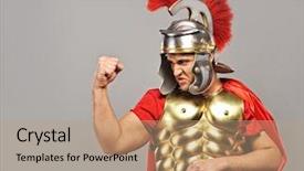  Presentation with roman soldier - Cool new PPT layouts with legionary soldier ready backdrop and a coral colored foreground