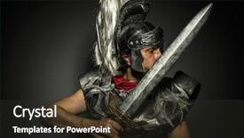  Presentation with roman army - Beautiful presentation theme featuring legionnaire roman centurion with armor backdrop and a tawny brown colored foreground