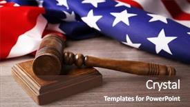 Presentation with usa flag - Slides featuring legislative - wooden gavel and usa flag background and a tawny brown colored foreground