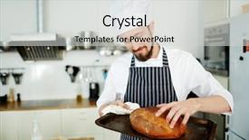  Presentation with pizza pasta dough for bread - PPT theme enhanced with legos - pastry-baker touching crusty loaf background and a  colored foreground