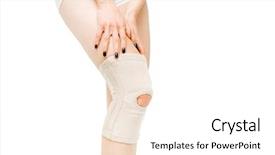  Presentation with joint - Presentation theme featuring joint ache female person with leg bandage knee pain white background woman in lingerie medical advertising or concept background and a white colored foreground