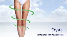  Presentation with healthy eating - Presentation with legs and a spiral arrow background and a sky blue colored foreground