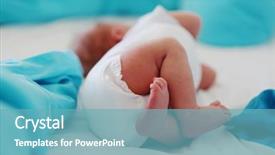  Presentation with diaper - Presentation design having legs and bottom in diaper background and a teal colored foreground