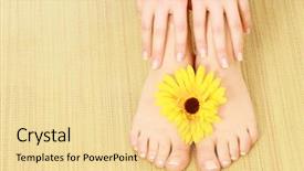  Presentation with yellow - Cool new presentation theme with legs and hands with yellow backdrop and a blonde colored foreground