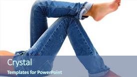  Presentation with jeans - PPT theme consisting of legs in a blue jeans background and a ocean colored foreground