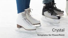  Presentation with winter ice - Beautiful slides featuring legs in skates on skating backdrop and a light gray colored foreground