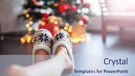  Presentation with animated christmas tree - Cool new presentation theme with merry chrismas - legs in slippers on christmas backdrop and a sky blue colored foreground