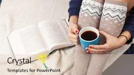  Presentation with socks - Slide set with legs in warm woolen socks background and a lemonade colored foreground