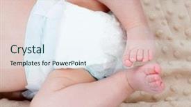  Presentation with diaper - Colorful presentation design enhanced with legs of a baby with diaper on a blanket backdrop and a sky blue colored foreground