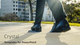  Presentation with men shoes - PPT layouts having legs-of-a-businessman background and a soft green colored foreground