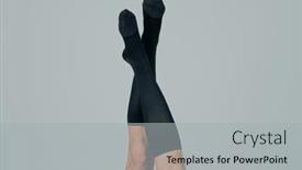  Presentation with socks - Presentation theme with legs-of-a-man-upside background and a light gray colored foreground