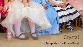  Presentation with chairs - Slide set enhanced with legs-of-girls-of-kindergarten background and a coral colored foreground