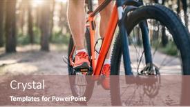  Presentation with pine forest - Theme having legs-of-man-in-sneakers background and a coral colored foreground