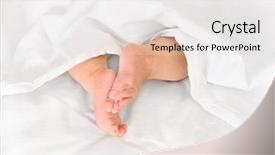  Presentation with sleeping baby - Audience pleasing PPT theme consisting of legs of sleeping baby backdrop and a light gray colored foreground
