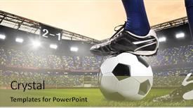  Presentation with football stadium - Theme having legs of soccer or football background and a yellow colored foreground