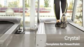  Presentation with running treadmill - Colorful PPT theme enhanced with legs of sporty woman running backdrop and a gray colored foreground