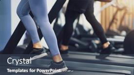  Presentation with treadmill - Slide set with legs-of-two-girl-friends background and a ocean colored foreground