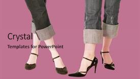  Presentation with leather shoes - Beautiful presentation design featuring legs of two women - showing off leather shoes - clipping path incl backdrop and a coral colored foreground