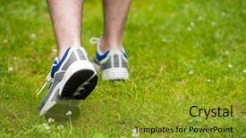  Presentation with shoes - Presentation with legs of walking man background and a gold colored foreground