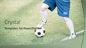  Presentation with female soccer - Amazing PPT theme having legs-of-young-active-female backdrop and a mint green colored foreground