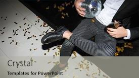 Presentation with elegant party - PPT theme with legs-of-young-elegant-man background and a light gray colored foreground