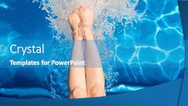  Presentation with splashing - PPT theme featuring legs-of-young-fit-female background and a teal colored foreground