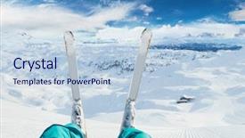  Presentation with winter sports - Audience pleasing PPT theme consisting of legs ready for down hill backdrop and a lemonade colored foreground