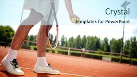  Presentation with tennis - Slide deck having legs serving on tennis court background and a cool aqua colored foreground