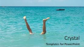  Presentation with under water - Cool new PPT theme with legs under water safe element backdrop and a seafoam green colored foreground