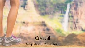  Presentation with running mountains - Presentation theme consisting of legs walking in running background and a coral colored foreground