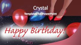  Presentation with hotair balloons - Audience pleasing presentation theme consisting of legs with confetti and balloons backdrop and a tawny brown colored foreground