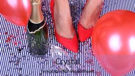  Presentation with balloons - Presentation design consisting of year end party - legs with confetti champagne background and a light blue colored foreground