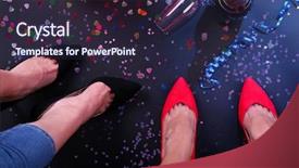  Presentation with balloons - Colorful slides enhanced with legs with confetti champagne and balloons on the floor backdrop and a wine colored foreground