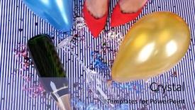  Presentation with confetti - Audience pleasing presentation theme consisting of pancakes stuffed ham and potatoesonioncucumber shallow depth-of-field backdrop and a coral colored foreground