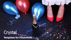  Presentation with balloons - Presentation with legs with confetti champagne and balloons on the floor background and a wine colored foreground