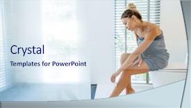  Presentation with real woman hair texture human - Slides consisting of legs with electric epilator home background and a sky blue colored foreground