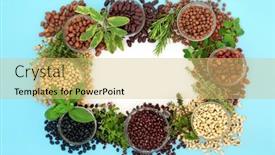 Presentation with healthy food - PPT layouts having legumes-and-fresh-herb-healthy background and a yellow colored foreground