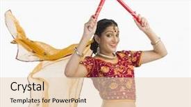  Presentation with folk dance - Theme enhanced with lehenga choli performing dandiya dance background and a lemonade colored foreground
