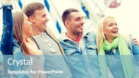  Presentation with amusement ferris wheel - Cool new PPT theme with leisure amusement park and friendship concept - group of smiling friends ferris wheel on the back backdrop and a light blue colored foreground