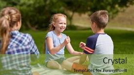  Presentation with summer holiday move - PPT theme with leisure and people concept - group background and a gold colored foreground
