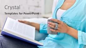  Presentation with coffee book - Beautiful PPT layouts featuring leisure-and-people-concept-close backdrop and a light gray colored foreground