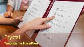  Presentation with restaurant menu - Presentation enhanced with leisure-and-people-concept-close background and a tawny brown colored foreground
