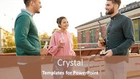  Presentation with alcoholic - Amazing PPT theme having leisure and people concept - happy friends with bbq grill and non alcoholic drinks having barbecue party on rooftop backdrop and a coral colored foreground