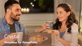  Presentation with tea coffee - Cool new PPT layouts with leisure-and-people-concept-happy backdrop and a tawny brown colored foreground