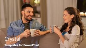  Presentation with tea coffee - Slide deck featuring leisure-and-people-concept-happy background and a tawny brown colored foreground