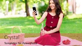  Presentation with picnic - Cool new slide deck with leisure-and-people-concept-happy backdrop and a red colored foreground